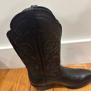Black Leather Western Cowboy Boots - Women's
